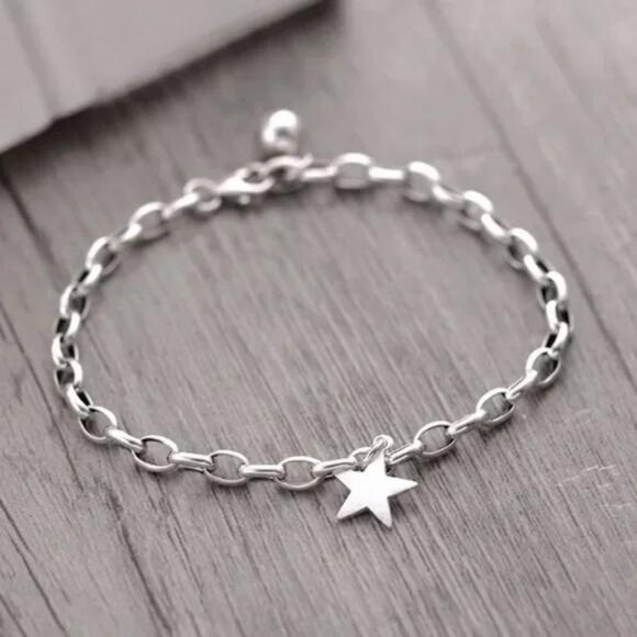 NEW 925 STERLING SILVER STAR BRACELET, NICE BRACELET, CUTE BRACELET - Picture 1 of 8